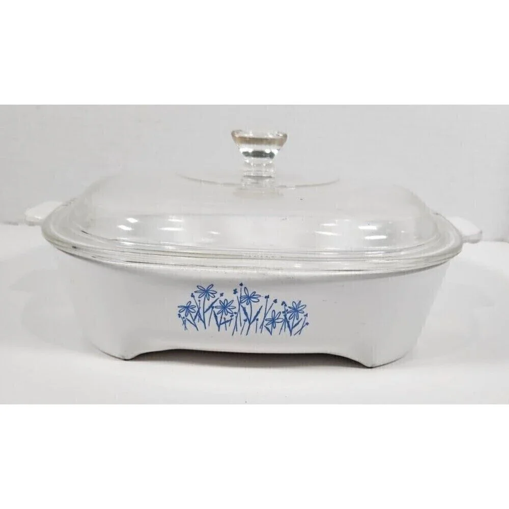 Corning Sears BLUE DAISY Microwave Browning Dish 8
